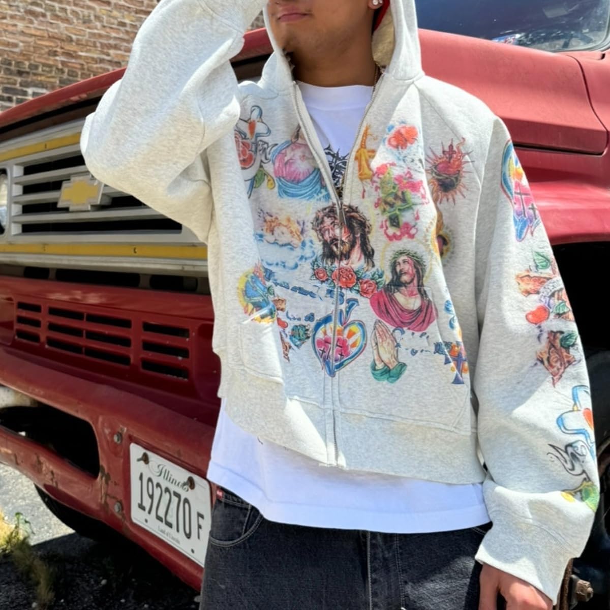 He Has Risen Cropped Zip-Up