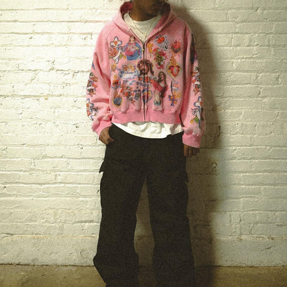 He Has Risen Cropped Zip-Up