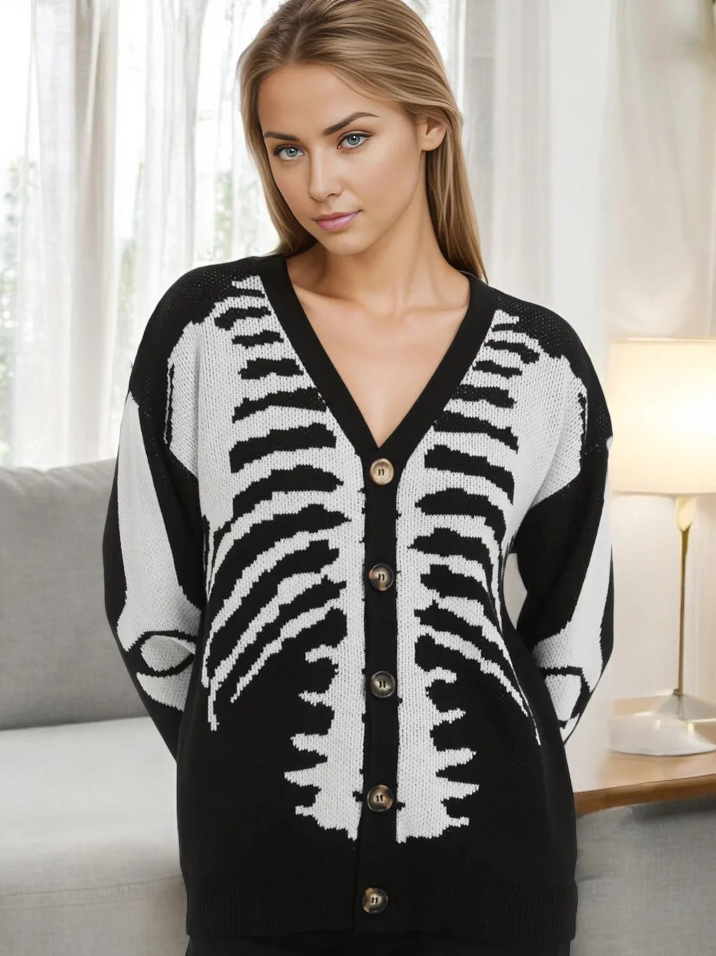 Skeleton Print Cardigan